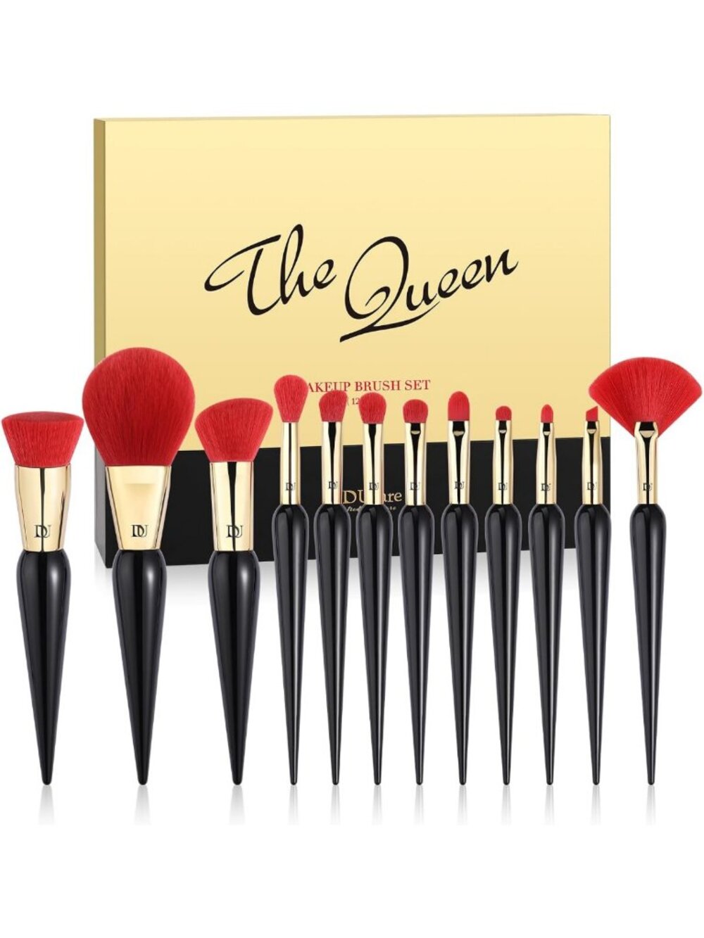 12PC Makeup Brush Set - Kabuki Foundation, Blending, Eye Shadow & Blush Brushes